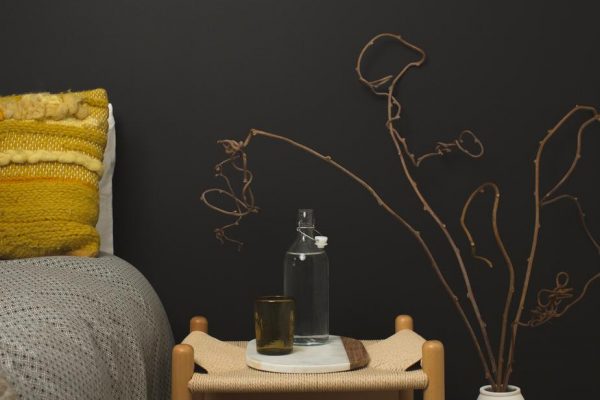 dark wall bedside table