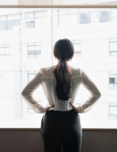 young woman taking stock of her surroundings